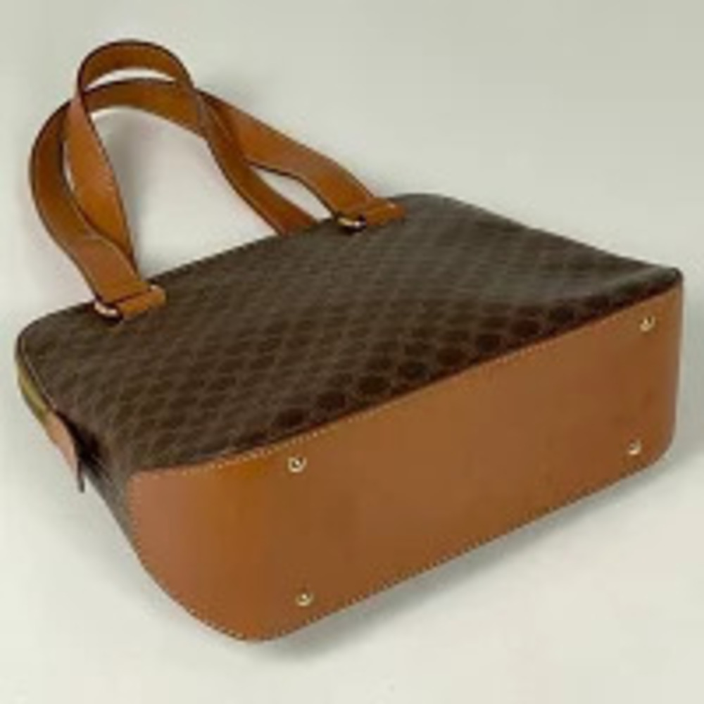 Celine tote brown bag canvas Macadam handbag Brown
